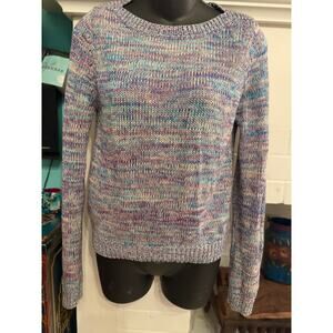 NWOT 525 AMERICA 100% COTTON KNIT SWEATER LAVENDER & BLUE MARLED HEATHER